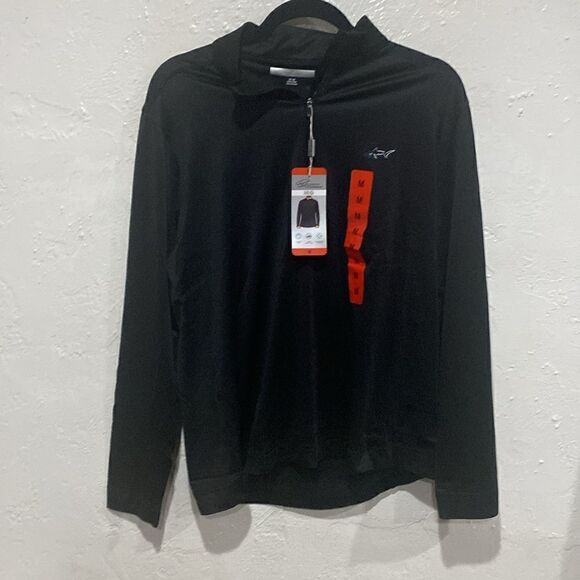 NWT Greg Norman Black 1/4 Zip Golf Shirt Long Sleeve Collar M - Picture 1 of 7